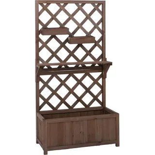 MCW Hochbeet P68 Rankgitter Hängekästen Holz 135x70x30cm Braun