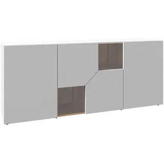 Voglauer Sideboard , Weiß, Wildeiche , Holz, Glas, Holzwerkstoff , Wildeiche , furniert, teilmassiv , 2 Fächer , 192x82x45 cm , Beimöbel erhältlich, in verschiedenen Holzdekoren erhältlich , Holzmöbel, Wohnwände Holz, Wohnwand Serien Holz