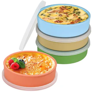 webake Eierform Silikonform Heißluftfritteuse 10 cm 4 Stück Creme Brulee Schälchen Flach Silikon Kleine Behälter Mit Deckel Souffle Förmchen Burger Buns Backform