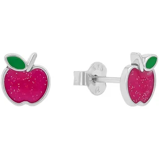Amor Paar Ohrstecker "Apfel", silberfarben, pink, grün