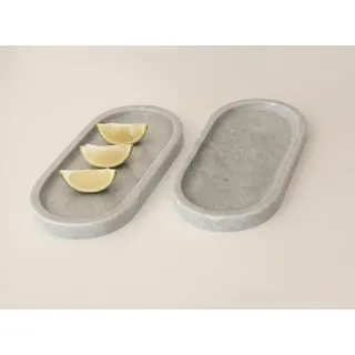 Hermia Concept, MAR09540206D, Plattenset (2 Stück), 100 % veronesergrauer Marmor, Grau, 25 x 18 x 2 cm - Grau