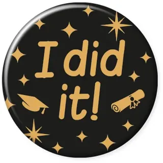 PD-Party 60147134 Classy Party Badge | Partei Abzeichen - I did it, Gold/Schwarz, 5.5cm Länge x 5.5cm Breite x 0.5cm Höhe