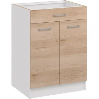 Kuche Küchenschrank Unterschrank Hängeschrank Küchenzeile Kühlschrank , Farbe:Artisan, Küchenschränke:schubunterschrank 60cm - Braun