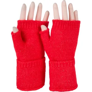 styleBREAKER Strickhandschuhe "Fingerlose Strickhandschuhe Einfarbig" 1 Stk., rot