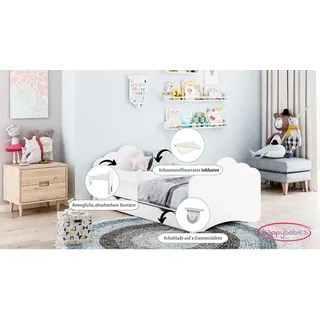 Happy Babies Kinderbett - Mit Matratze & Schublade und Rausfallschutz, 70x140, Mädchen Kinderbetten & Jugendbett Jungen Kids Bed (M20) - Weiß