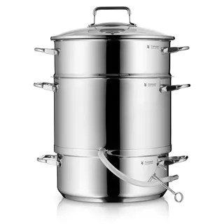 WMF Multi Juicer 07.9780.9990 Kochtopf inkl. Deckel, Edelstahl, 25 cm Durchmesser, Induktionsherd-geeignet - Silber