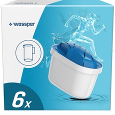 Wessper Wasserfilter Kartuschen für Wasser Kanne, AQUAMAX SPORT Filter Trinkwasser Ideal für Sportler, Kompatibel mit Brita, PearlCo Unimax - 6er Pack