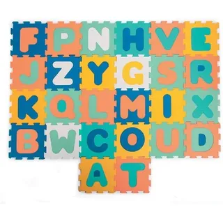LUDI — Buchstabenfliesen — Riesiger XXL-Schaumteppich — Alphabet 26 Fliesen — abnehmbare Buchstaben — 2D- und 3D-Puzzle — ab 10 Monaten