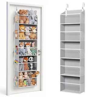ULG Tür-Organizer mit 5 großen Taschen, 10 Netz-Seitentaschen, 20 kg Tragkraft, Hängeaufbewahrung mit transparentem Fenster für Schlafzimmer, Badezimmer, Küche, Wohnmobil, transparent, 1 Stück