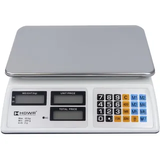 HDWR Ladenwaage, Elektronisch, Digitalanzeige, Tragkraft bis 40 kg, 3 Anzeigen, Plattformabmessungen 32 x 23 cm, Tara-Waage, Genauigkeit bis 2 Gramm, 4 Ah Batteriekapazität, HDWR wagPRO-S40