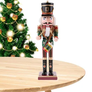 dancepandas Nussknacker Figur Weihnachten Nussknacker Soldat Deko Weihnachtsfiguren aus Holz Tischdeko Geschenke Ornamente Xmas Deko,in Rot Grün Metallic, Klassisch, ca. 30 cm