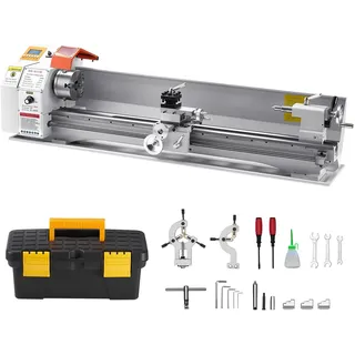 Vevor Metalldrehmaschine 220x1000 mm Drehmaschine Automatischer Vorschub 2500 U/min Drehzahl 1250 W Bürstenloser Motor, mit Zubehör, Tischdrehmaschine für die Bearbeitung von Präzisionsteilen