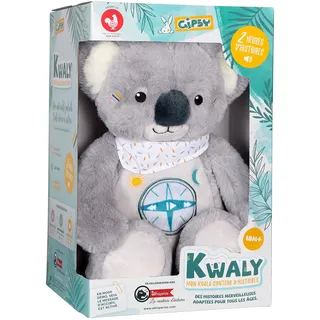 Gipsy Toys – KWALY – Koala Geschichtenerzähler – interaktives sprechendes Plüschtier – Französische Version – 2 Stunden wunderbare Märchen für Kinder von 2 bis 8 Jahren, Grau