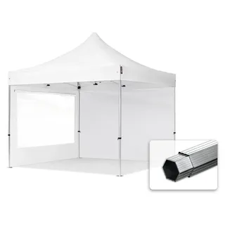 TOOLPORT Faltpavillon 3 x 3 m inkl. 2 Seitenteile Weiß/Grau