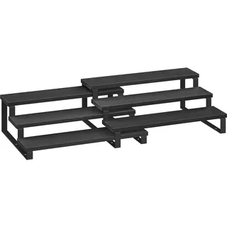 SONGMICS Gewürzregale, Küchenregale stehend, Küchen-Organizer, 2er Set, Holzwerkstoff, je 3 Ablagen, ausziehbar, stapelbar, für Speisekammer, Arbeitsplatte, ebenholzschwarz-tintenschwarz KCS116B01