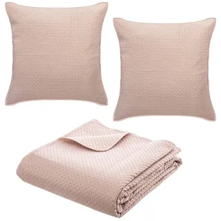 Atmosphera Bettüberwurf , 2 Kissenbezüge "Dolce" puderrosa - 260 × 240 cm - Atmosphera créateur d'intérieur - Rosa