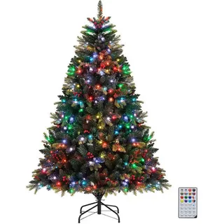 Costway Weihnachtsbaum mit 370 APP-gesteuerten RGB-Lichtern Grün 180 cm