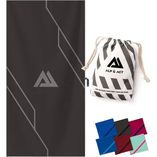 ALP & ACT Mikrofaser Handtuch für Fitness & Sport - 100% Recycelt - EXTRA KOMPAKT & saugfähig - Sporthandtuch für Gym, Yoga, als Saunahandtuch - Microfaser Handtücher & Fitnesshandtuch - grau, 180x90