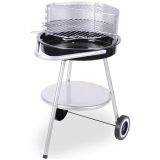 Hibachi-Grill, halbrund, 18 Zoll: verchromter Grill, höhenverstellbar, emaillierte Feuerschale,
