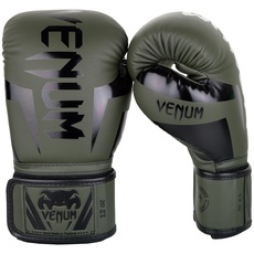 Venum Unisex Elite Boxing Gloves Boxhandschuhe, Khaki / Schwartz, 12oz EU
