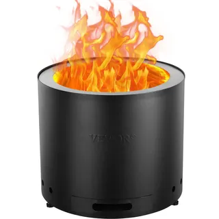 Vevor Rauchfreier Feuerstellenofen, Lagerfeuer, H: 32 cm x D: 38 cm, Holzkamine mit abnehmbarer Aschepfanne, tragbare Feuerstelle für den Außenbereich aus SUS430 Edelstahl,