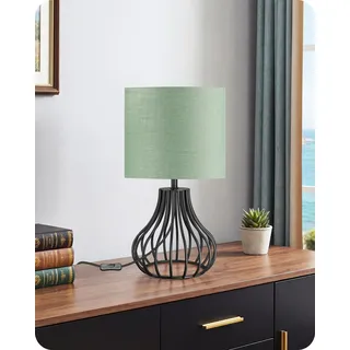 GOEBLESON Kleine Nachttischlampe, moderne Tischlampe Grün Schwarz, Fensterbank Lampe, Industrial Landhause Tischleuchte mit Kabel, E27 Birne, für Nachttisch, Schlafzimmer, Hotel ZJ10TLD05