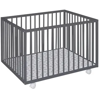 My Baby Lou Laufgitter , Grau , Holz, Kunststoff , Buche , Hartholz , 75x68x100 cm , gepolsterter Boden, höhenverstellbar, schadstoffgeprüft , Babymöbel & Kindermöbel, Babyzimmer, Laufgitter