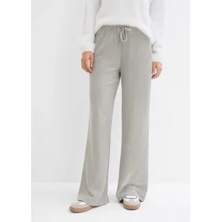 Jerseyhose BONPRIX, Damen, Gr. 44/46 (L), N-Gr, schwarz, wollweiß gestreift (länge: regulär), Jersey, Obermaterial: 66% Baumwolle, 32% Polyester, 2% Elasthan, loose fit, Hosen Jerseyhose, aus Baumwolle, Polyester und Elasthan, loose fit
