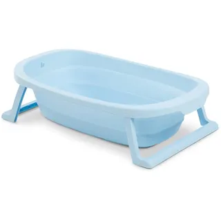 hauck Faltbare Babybadewanne Wash N Fold M für Babys und Kleinkinder bis 16 kg, Ablaufstöpsel mit Farbwechsel bei Hoher Temperatur, Weiche Materialien, 80 x 48 x 25 cm (Light Blue)