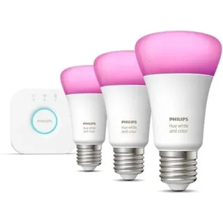 Philips Hue White and Color Ambiance Starter Kit, 3 E27 Glühbirnen, 75W Äquivalent, Bluetooth, Kompatibel mit Alexa, Google Home und Homekit