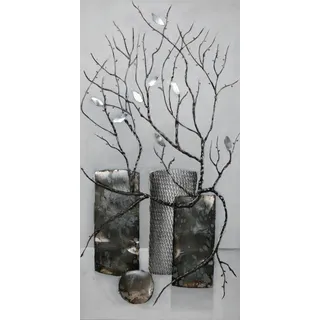 Ölbild BÖNNINGHOFF "Ölgemälde handarbeit VASE 40x80 cm – Wandbild Kunst Deko modern", silber (farbe bild(er): grau, silber), B:40cm H:80cm T:2,5cm, Acrylfarbe, Canvas, Holz, Bilder, Ölbild, handgefertigt, jedes Bild ein Unikat