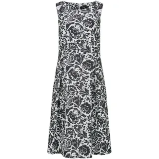 Sommerkleid GOLDNER "Elegantes Jerseykleid mit Faltenrock", Damen, Gr. 44, N-Gr, schwarz (schwarz, weiß, gemustert), Obermaterial: 87% Polyester PES. 13% Elasthan EL., figurumspielend, U-Boot-Ausschnitt, Kleider Sommerkleid, Nahttaschen an der Seite