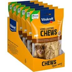 Vitakraft Chews, Hundesnack, 10cm lang, langanhaltender Kauknochen, zur intensiven Beschäftigung, aus getrockneter und gepresster Rinderhaut, für mittelgroße Hunde (6x 173g)