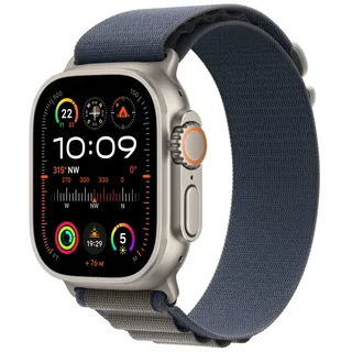 Apple Watch Ultra 2 GPS + Cellular 49 mm Titangehäuse natur, Alpine Loop blau M