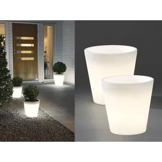 2 beleuchtete Blumenkübel Outdoor LED Blumentopf Ø37cm IP44 Terrassenbeleuchtung
