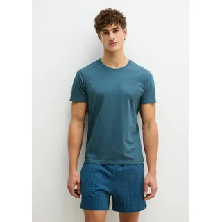 Marc OPolo Shorty 2 tlg. mit kurzem Arm, Rundhalsausschnitt und gemusterter Hose, gedämpftes blau