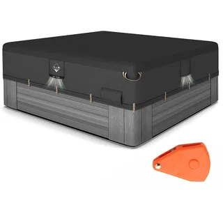 1000N Reißfestigkeit Whirlpool-Abdeckung, 900D-Upgrade-Gewebe, 228,6 x 228,6 cm, passend für 89 x 89 oder 88 x 88 oder 87 x 88 Zoll quadratische Spa, Whirlpool-Abdeckungen, Ersatzteil, Schwarz