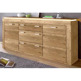 Sideboard VOGL MÖBELFABRIK, braun (wildeiche teilmassiv), B:222cm H:95,5cm T:40cm, Sideboards, Sideboard, Breite 222 cm