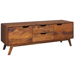 MASSIVMOEBEL24.DE Lowboard Sheesham 134x40x49 dunkelbraun gewachst MALMÖ 2 #102 - Dunkelbraun