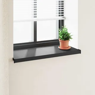 Fensterbank Schwarz mit Holzmaserung 60 x 45 x 4,5 cm PVC - Schwarz