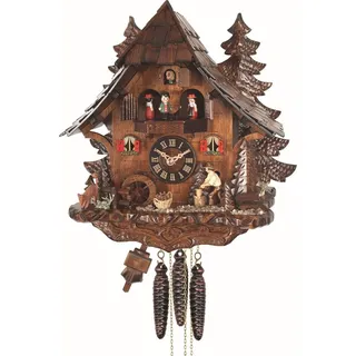 Engstler - 473_QMT - Kuckucksuhr - Quarz - Nussbaum - mit Musik mit Tanzpaar - 35 cm