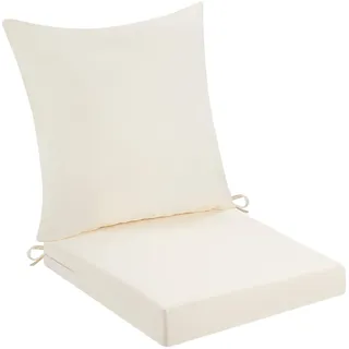 PRIMEPATIO Sitzkissen Outdoor mit Rückenlehne, Wasserdicht Gartenmöbel Sitzpolster mit Hochdichte Schwammfüllung, Stuhlkissen mit Abnehmbarer Bezug für Balkon, Terrasse, Gartenstuhl, 45x45x7cm, Beige