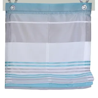 Raffrollo KUTTI "Jamaica" Gr. 1, blau (türkis), B:45cm H:130cm, Obermaterial: 100% Polyester, Raffrollos, Raffrollo, halbtransparent, Polyester, gewebt, Streifen, mit Edelstahlhaken