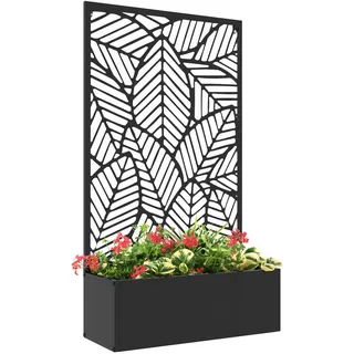 Outsunny Hochbeet, Blumenkübel 61 x 23 x 113cm , Schwarz , Metall , 23x113x61 cm , Gartenzubehör, Hochbeete