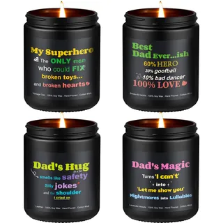 Duftkerzen für Männer, 4er Pack Herrenkerzen Set für Papa, 28oz Duftkerzenset Sojawachskerzen für Zuhause Duftend - Lavendel/Rauch Vanille/Eiche/Leder Vintage, Geschenke für Papa, Geburtstag, Vatertag