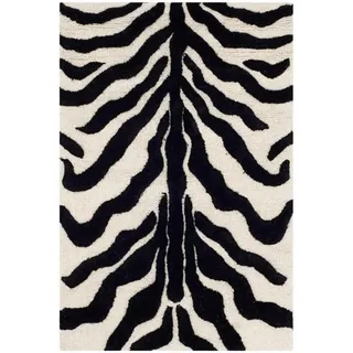 SAFAVIEH Zebra Teppich für Wohnzimmer, Esszimmer, Schlafzimmer - Cambridge Collection, Kurzer Flor, Elfenbein und Schwarz, 91 X 152 cm