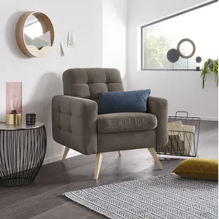 exxpo - sofa fashion Sessel Nappa Samtvelours 81 x 87 x 78 cm Grau