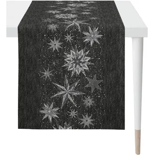 Tischläufer APELT "5843", silber (anthrazit, silberfarben), B:46cm L:135cm, Polyacryl, Polyester, Viskose, Tischdecken, Tischläufer