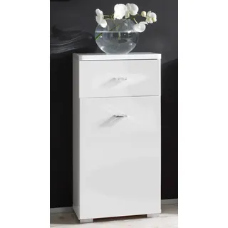 Unterschrank Badschrank Kommode Beistellschrank Schrank Badmöbel "Barnsley I" Weiß / Weiß-Hochglanz - Weiß