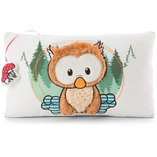 NICI 47094 Kuschelkissen Baby-Eule Owlino – Flauschiges Kuscheltierkissen The Owlsons für Mädchen, Jungen & Babys – Rechteckiges Stofftierkissen, 43 x 25 cm, braun/grün, 1 Stück (1er Pack)